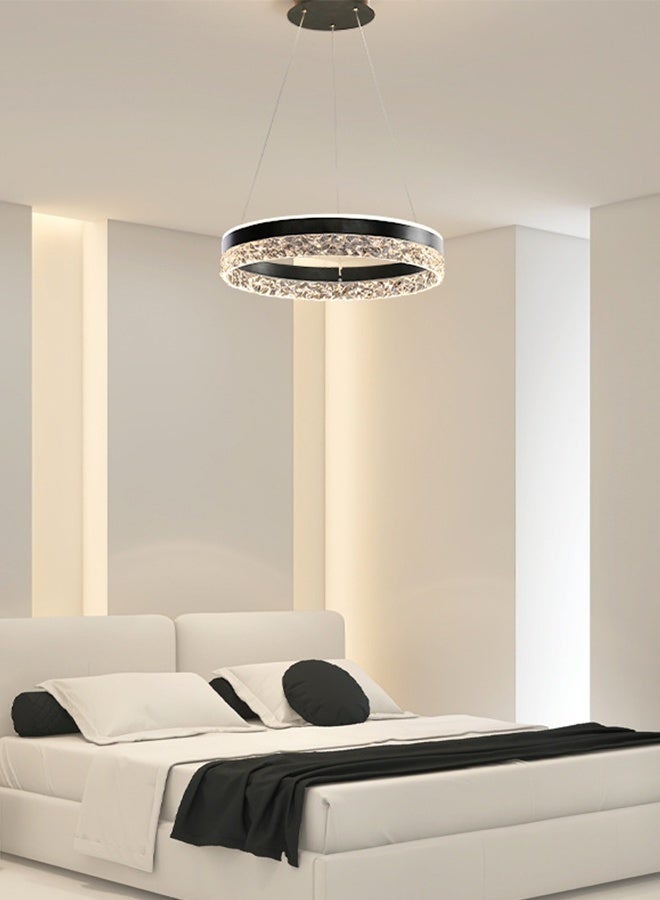 Modern Chandelier Simple Study Round Chandelier LED Light Source Three Color Dimmable Chandelier With Remote Control, Suitable For Living Room Office Cafe Library - Image 2