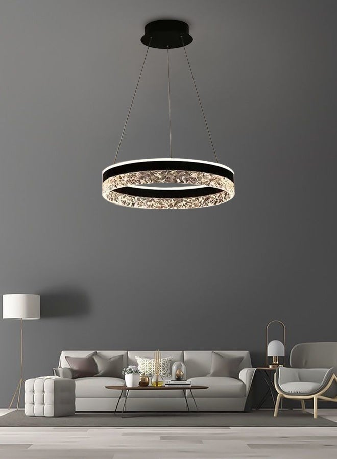 Modern Chandelier Simple Study Round Chandelier LED Light Source Three Color Dimmable Chandelier With Remote Control, Suitable For Living Room Office Cafe Library - Image 4