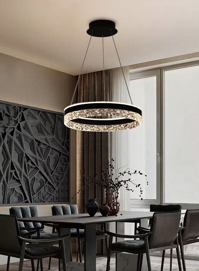 Modern Chandelier Simple Study Round Chandelier LED Light Source Three Color Dimmable Chandelier With Remote Control, Suitable For Living Room Office Cafe Library - Image 3