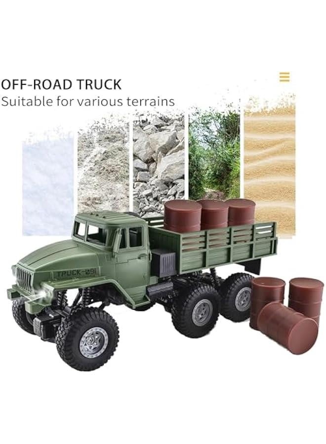 شاحنة عسكرية RC، مقياس 1:16، سيارة تحكم عن بُعد 6WD، سيارة زحف خارج الطريق، سيارات جيش RC مع إضاءة LED و2 بطارية، شاحنة عسكرية RC لجميع الأراضي للأطفال والبالغين - Image 3