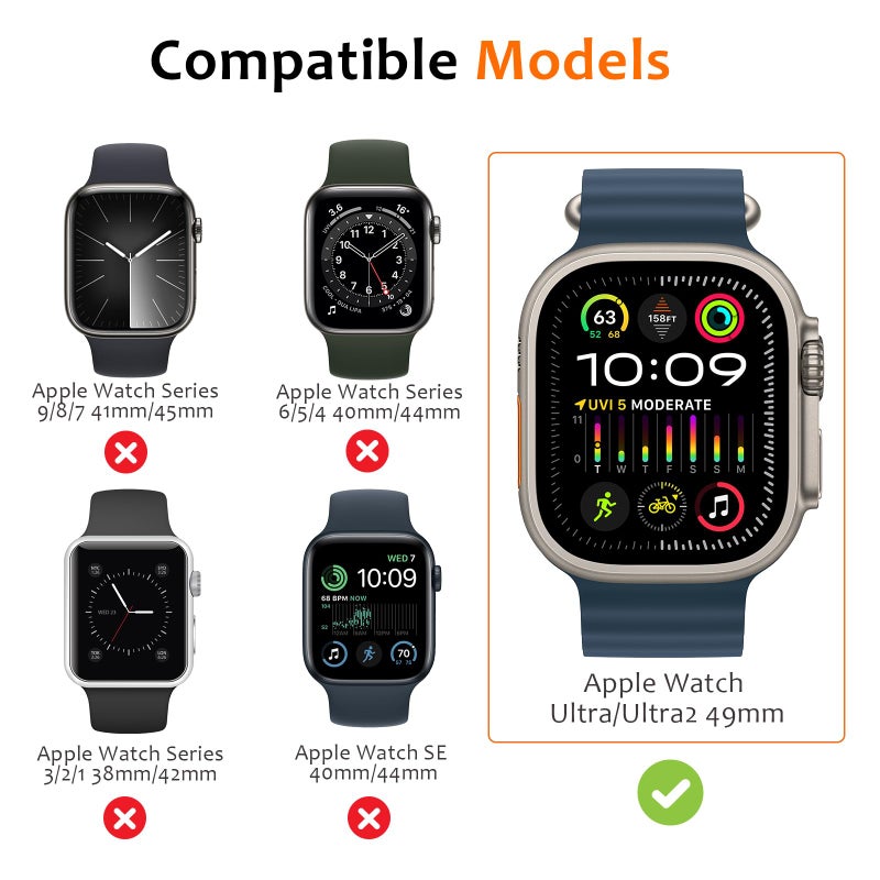 Amizee 2 in 1 Metal Rugged Case Compatible with Apple Watch Ultra 3/2/1 Case 49mm, Aluminum Shockproof Protective Bumper Cover for iWatch 49mm, Black - Image 5