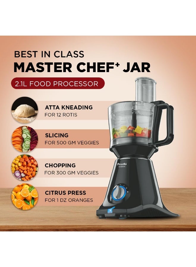 Zodiac Preethi Zodiac MG-218 mixer grinder, 750 watt, Black/Light Grey, 5 jars - 3 In 1 insta fresh juicer Jar & Master chef food processor Jar, Vega W5 motor with 5yr Warranty & Lifelong Free Service - Image 3