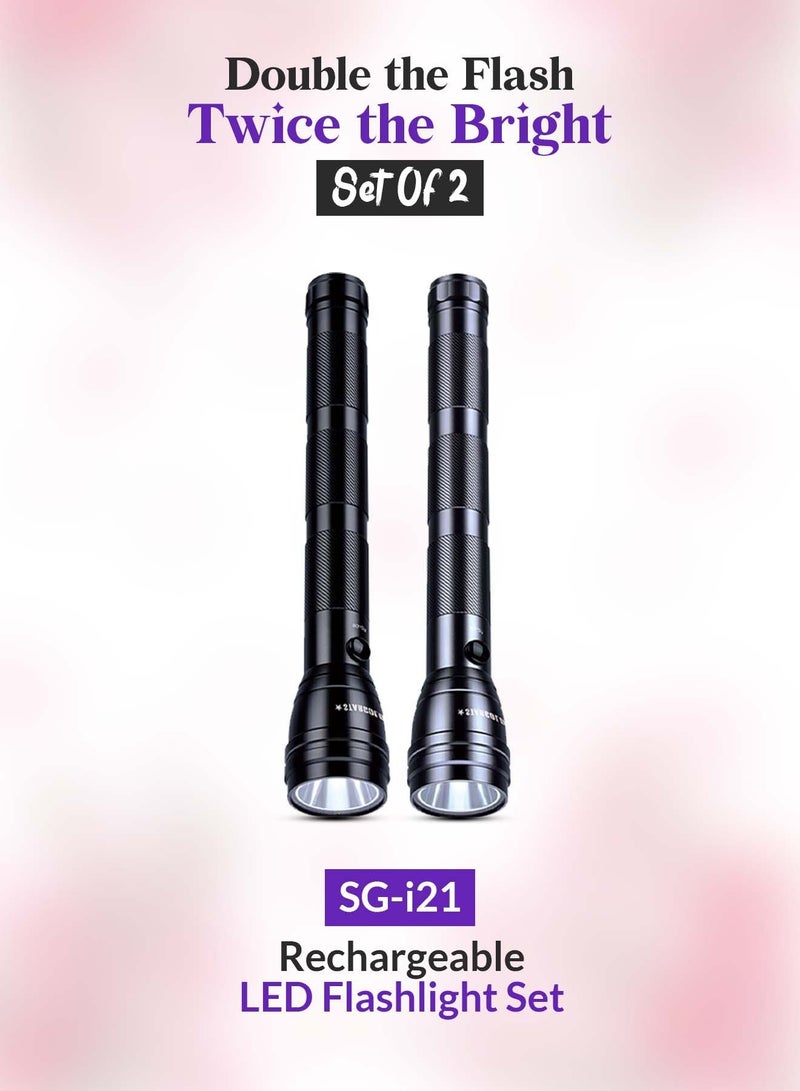 Stargold Waterproof 2 In 1 Rechargeable LED Flashlight Combo Pack Aircraft ALUMINIUM Body - Image 2