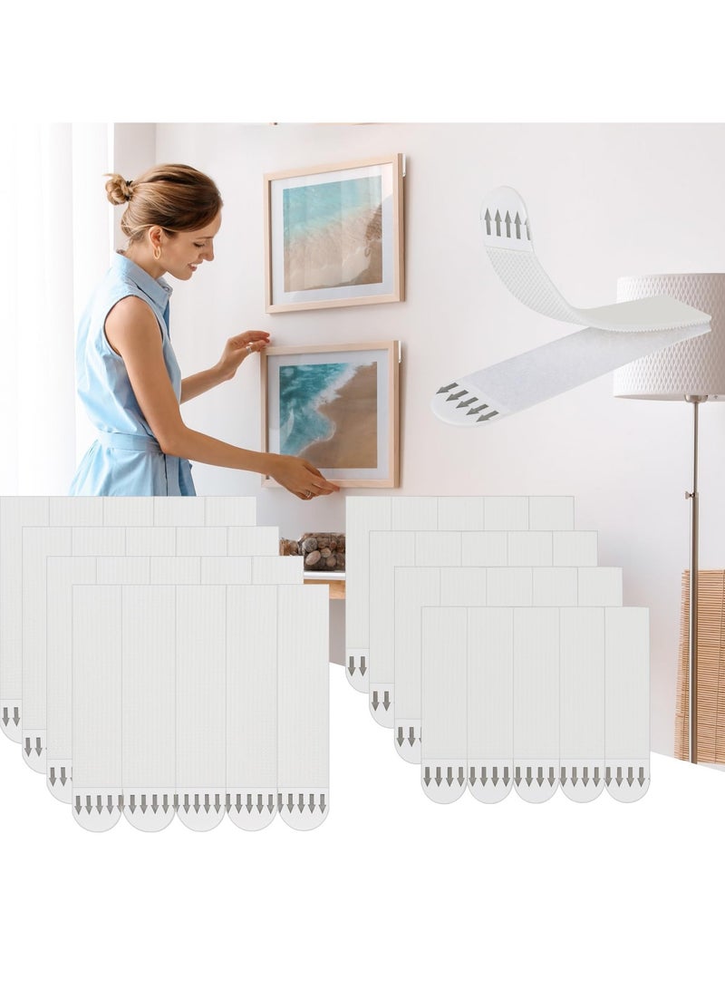 غنافوتو 24 زوجًا (48 شريطًا) شرائط تعليق الصور - شرائط تعليق الصور المعلقة بدون مسامير شرائط تعليق الصور المعلقة بدون مسامير شرائط تعليق الصور المعلقة بخطاف حلقة خطاف شريط تعليق الصور على الحائط بدون تلف - 12 زوجًا م 16*70 مم 12 زوجًا ط 19*93 مم - Image 1