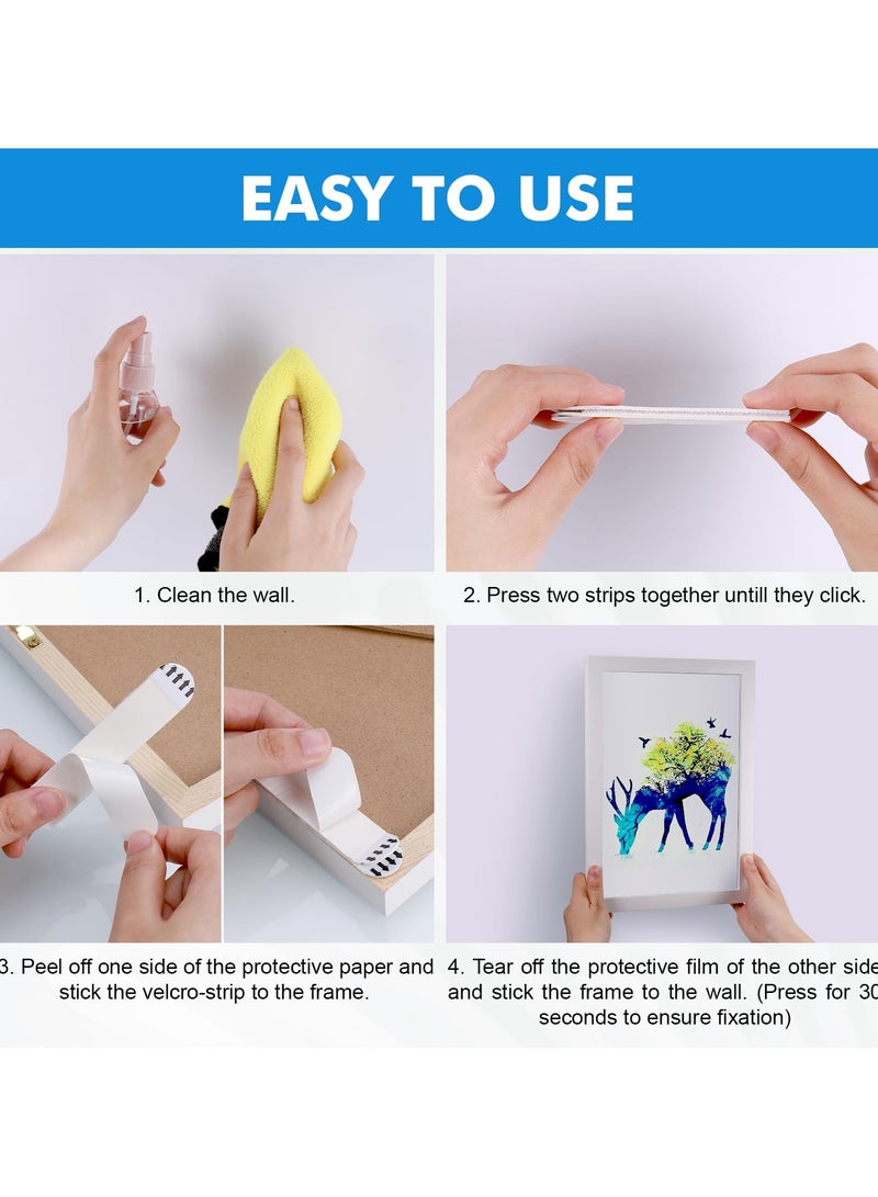 غنافوتو 24 زوجًا (48 شريطًا) شرائط تعليق الصور - شرائط تعليق الصور المعلقة بدون مسامير شرائط تعليق الصور المعلقة بدون مسامير شرائط تعليق الصور المعلقة بخطاف حلقة خطاف شريط تعليق الصور على الحائط بدون تلف - 12 زوجًا م 16*70 مم 12 زوجًا ط 19*93 مم - Image 3