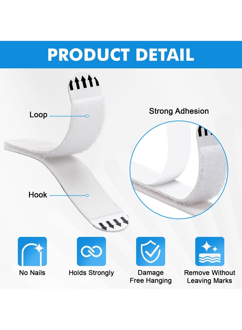 غنافوتو 24 زوجًا (48 شريطًا) شرائط تعليق الصور - شرائط تعليق الصور المعلقة بدون مسامير شرائط تعليق الصور المعلقة بدون مسامير شرائط تعليق الصور المعلقة بخطاف حلقة خطاف شريط تعليق الصور على الحائط بدون تلف - 12 زوجًا م 16*70 مم 12 زوجًا ط 19*93 مم - Image 2