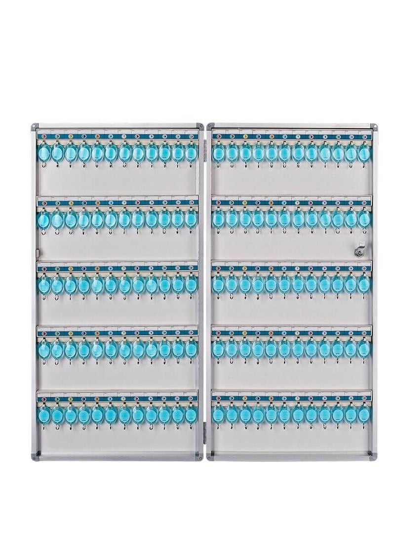 Glosen 120 Key Box / Cabinet Aluminum 120 keys Key Box Organizer Large 120-keys Large Capacity Key Cabinet With Colored Labels, Hotel Wall-mounted Aluminum Alloy Key Security Box, Key Lock Type - Image 1