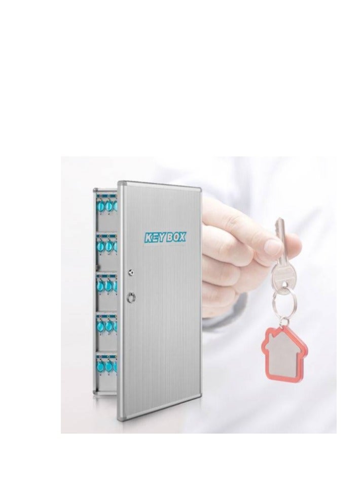 Glosen 120 Key Box / Cabinet Aluminum 120 keys Key Box Organizer Large 120-keys Large Capacity Key Cabinet With Colored Labels, Hotel Wall-mounted Aluminum Alloy Key Security Box, Key Lock Type - Image 2