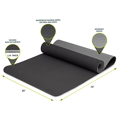 ProsourceFit Natura TPE Yoga Mat 1/4" (6mm) Thick, 72" Long, Reversible with High-Density Cushion & Non-slip Texture, Eco-conscious & Hygienic - Image 2