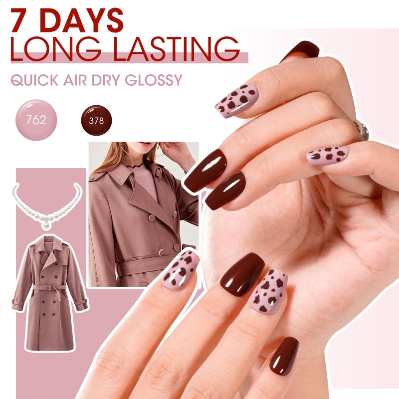 GELLEN Nail Polish Set, Nude Red Brown Quick Dry Traditional Regular Nail Polish Fall Winter 6 Colors Set for Finger Toe & Acrylic Fake Nails Home Salon, Non UV Gel, TPO HEMA Free, Non-toxic - Image 3