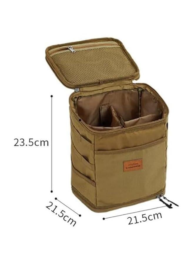 Picnic Storage Bag, Camping Tote Bag, Camping Storage Bag, Gas Tank Storage Bag for Backpacking, Khaki, 21.5cmx21.5cmx23.5cm  - Image 3