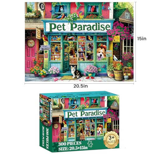 WSCXSC Jigsaw Puzzles for Adults 300 Pieces WSCXSC Pet Store Adult Puzzle Animals Paper Puzzle Large Poster Birthday Party Gift for Adult Children Elderly Challenging Family Activity 205 x 15 in - Image 5