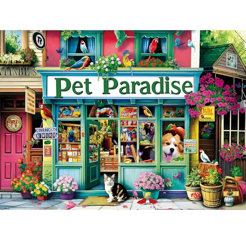 WSCXSC Jigsaw Puzzles for Adults 300 Pieces WSCXSC Pet Store Adult Puzzle Animals Paper Puzzle Large Poster Birthday Party Gift for Adult Children Elderly Challenging Family Activity 205 x 15 in - Image 1