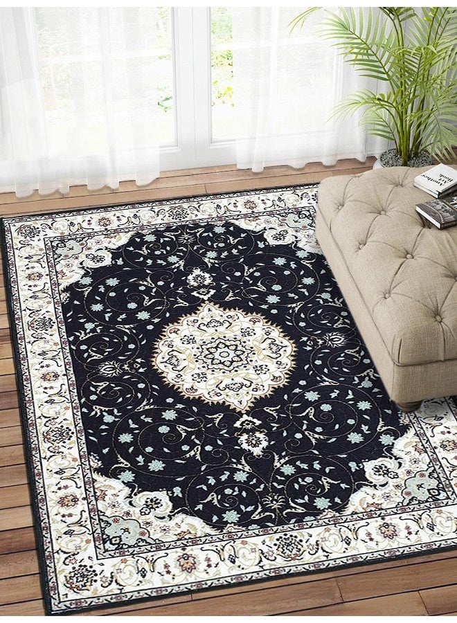 Status سجادة أرضية مطبوعة عتيقة مزخرفة مضادة للانزلاق للمنزل، المعيشة، المكتب، الغرف وغرفة النوم (4 × 6، متعدد - 41) - Image 4