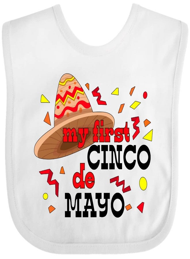 inktastic My First Cinco De Mayo with Sombrero Baby Bib White 29985 - Image 1