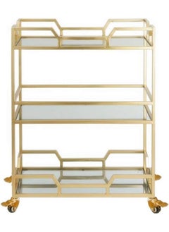 Hometaste Metal Serving Trolley 3Shelf Hotel Service Trolley With Wheels Metal Food Serving Trolley Utility Cart Restaurant Bar Hospital Modern Wine Cart For Home Kitchen Dining Big 100X40X90Cm