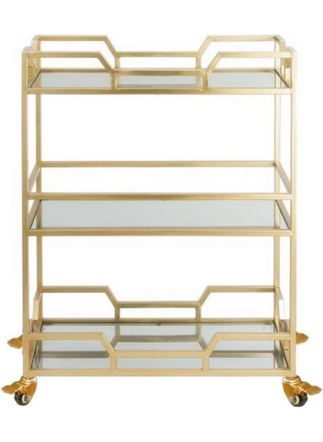 HOME TASTE - Hometaste Metal Serving Trolley 3Shelf Hotel Service Trolley With Wheels Metal Food Serving Trolley Utility Cart Restaurant Bar Hospital Modern Wine Cart For Home Kitchen Dining Big 100X40X90Cm - Image 1