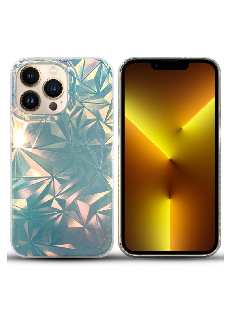 JOWAY iPhone 13 Pro Holographic Abstract Art Case Cover Gradient Rainbow Color Effect Aesthetic Painting Geometric Pattern Back Cover  - Image 3