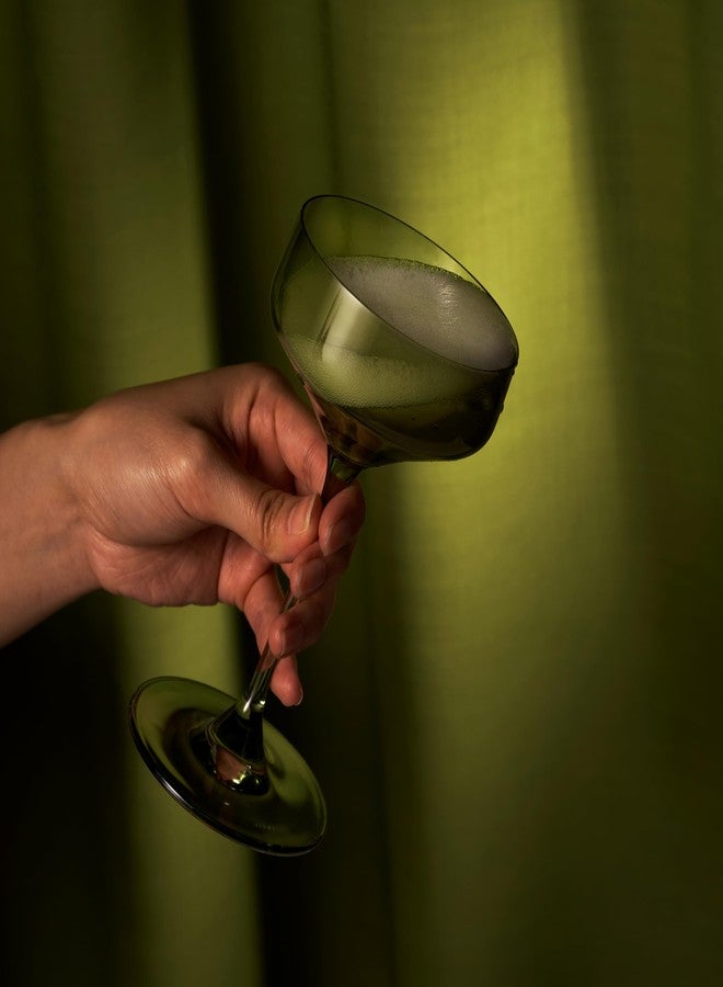 فيسكي كؤوس كوكتيل فيسكي ريزيرف نوفو سيج جرين كوبيه - كؤوس كوبيه ملونة كريستالية - كؤوس مارتيني ملونة - طقم كؤوس طويلة الساق سعة 6.5 أونصة (قطعتان) - Image 4