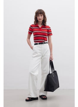 Manuka Retro Striped Knitwear Blouse Red  - Image 1