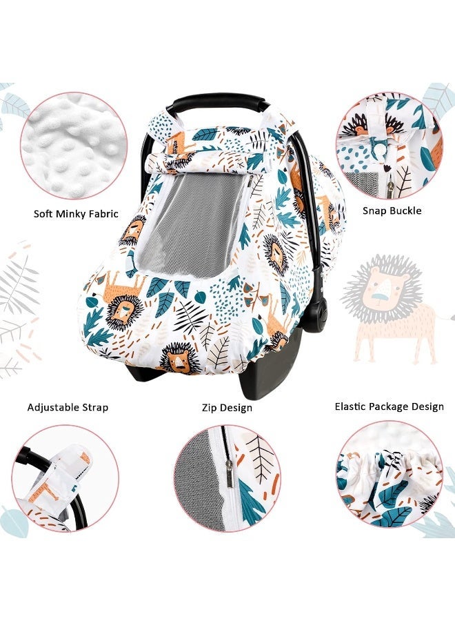 SWESEN Car Seat Covers for Babies, Minky Infant Car Seat Canopy, Universal Fit, Lion - Image 2