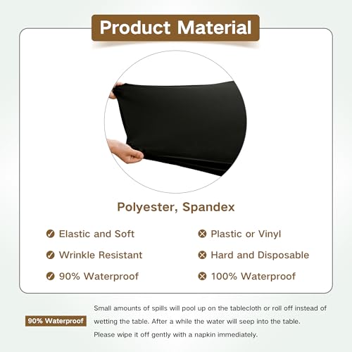 Nacuci Square Fitted Table Cover Elastic Tablecloth Stretch Spandex Tables Top Cover Table Topper Cap for Dining Kitchen Home Party Black 34X34 Inch - Image 5