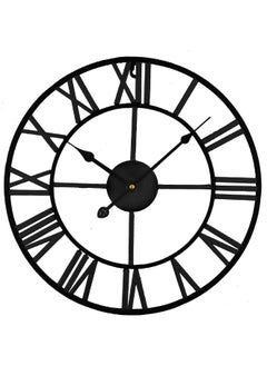 Timelike Timelike Large Roman Wall Clock, Rustic Vintage Metal Wall Clock Oversized Big Wall Clock Home Living Room Art Wall Decor (Black, 16 Inch)  - Image 1