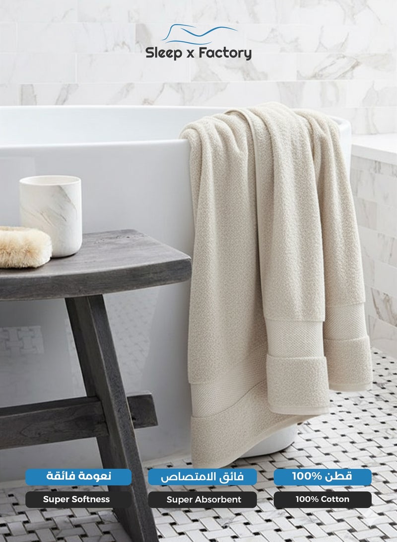 Sleep x Factory Off-White Bath Sheet – 100% Cotton, Extra-Large, Soft & Absorbent – 90x180 cm - Image 2