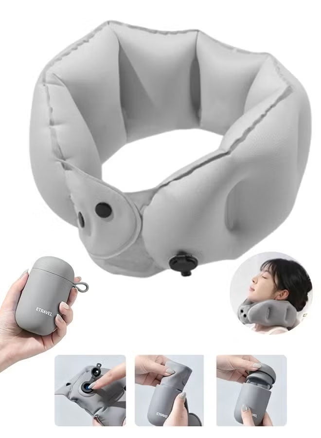 JACIRCLE Inflatable Travel Pillows for Airplanes with Compact Bag and Blindfold Velvet Inflatable Neck Pillow for Traveling Head Support U Shaped Flight - Image 5