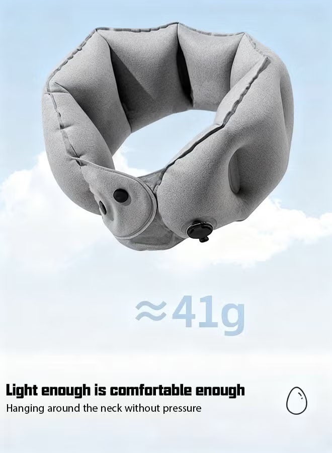 JACIRCLE Inflatable Travel Pillows for Airplanes with Compact Bag and Blindfold Velvet Inflatable Neck Pillow for Traveling Head Support U Shaped Flight - Image 4