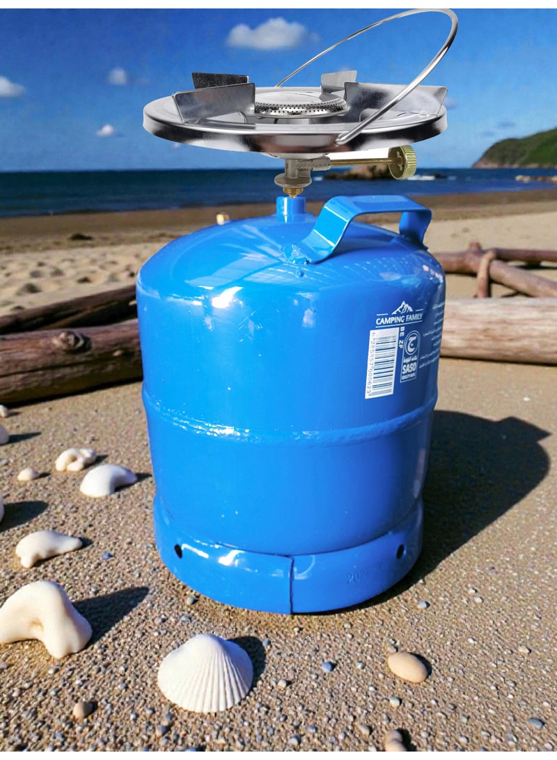 CAMPING FAMILY Portable Camping Refilable Gas Cylinder with Removable Stove on Top 3Kg - Image 2