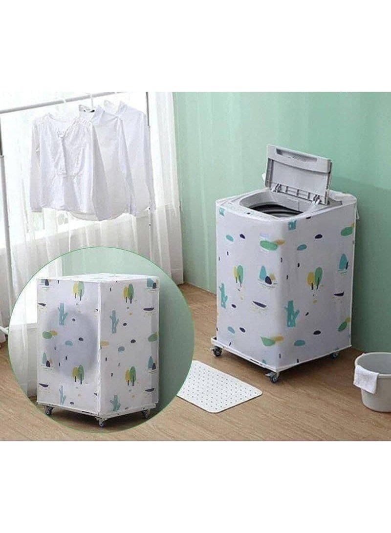 Shockproof and waterproof automatic washing machine protector (size 56×54×86 cm): Flexible plastic cover with special moisture-proof treatment - fashionable colors and attractive patterns to suit all decors - easy to clean and install to ensure a longer life for your machine. - Image 1