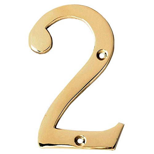A10SHOP Motif 4-Inch Polished Brass Letters Mailbox Decor Address Signs For Houses Outdoor Wall Decor Mailbox Numbers House Address Numbers For Outside Address Sign for Door Numbers (Number 2) - Image 1