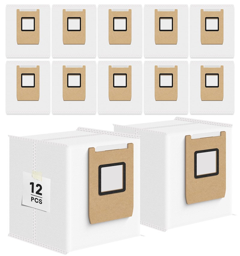 Leemone 12 Pack E25 E28 Dust Bags Compatible with eufy Omni Robot Vacuum E25 E28, 4 Layer Filtration System with Activated Carbon Fabric - Image 1