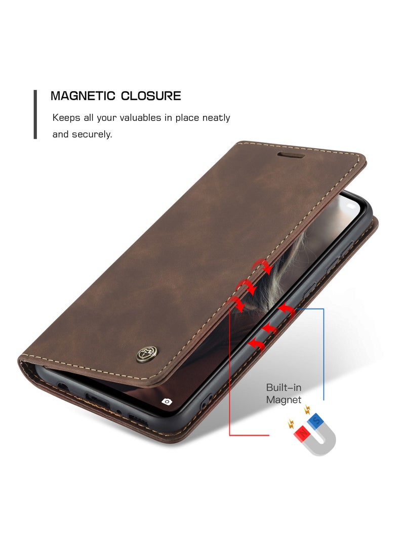 CaseMe Phone Case Luxury PU Leather Design 013 Flip Cover Card Slot Holder Cover For Huawei P30 Lite (Coffe) - Image 3