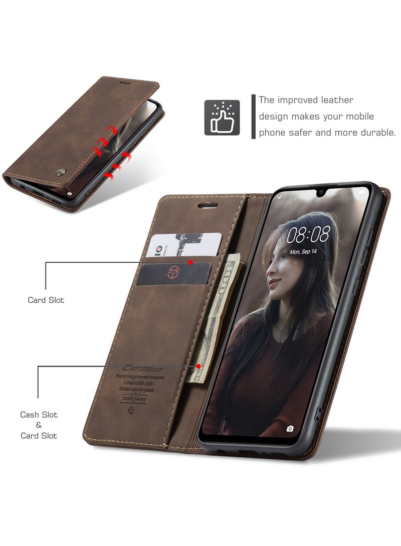 CaseMe Phone Case Luxury PU Leather Design 013 Flip Cover Card Slot Holder Cover For Huawei P30 Lite (Coffe) - Image 4