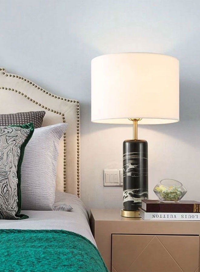 إنارة سيرة اباجورة إضاءة كلاسيك رخام أسود غطا أبيض - Image 3