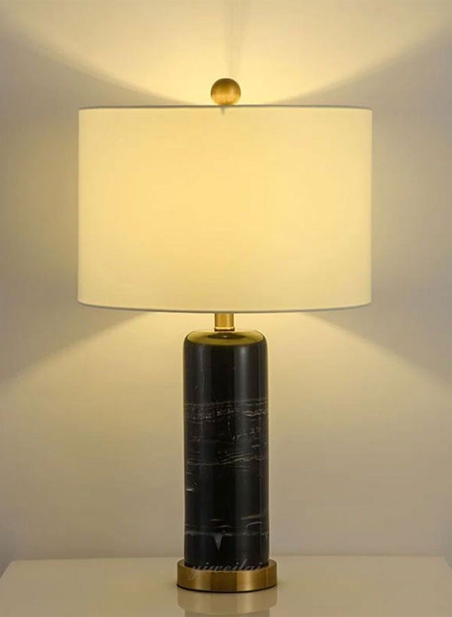 إنارة سيرة اباجورة إضاءة كلاسيك رخام أسود غطا أبيض - Image 2