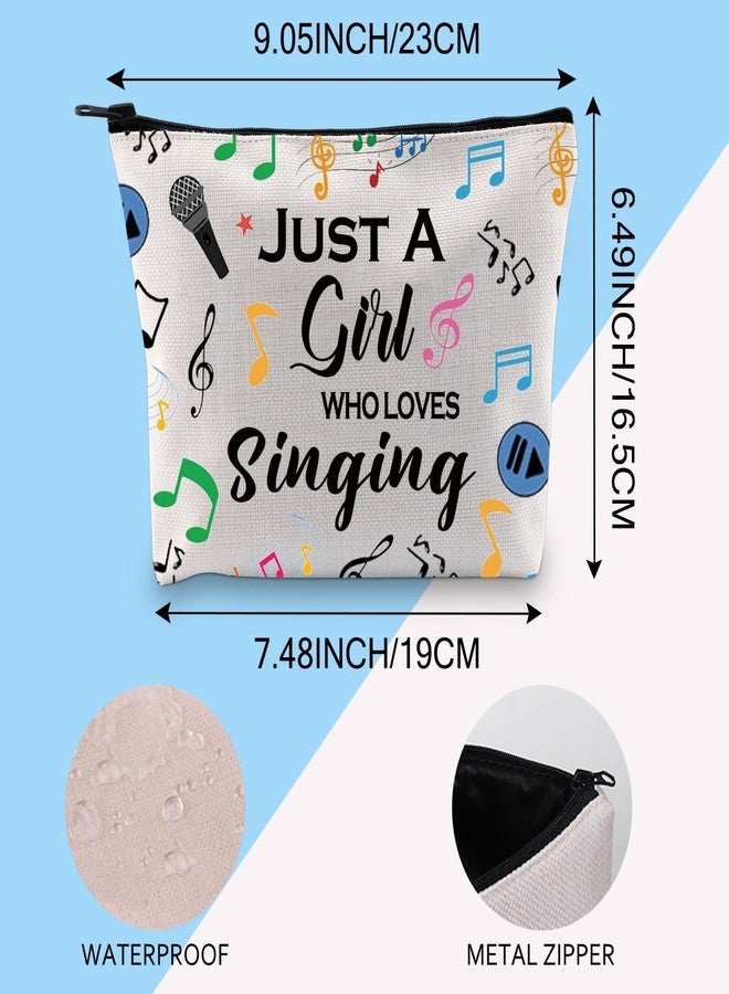 Gzrlyf Singing Makeup Bag Just Girl Loves Singing Singer Gift Karaoke Singing Lover Music Lover Cosmetic Bag (Just singsingMB) - Image 3