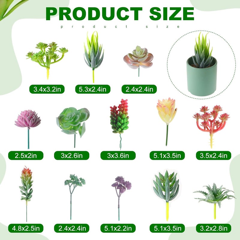 WILLBOND 24 Pieces Artificial Succulents Plants Assorted Unpotted Realistic Plants Fake Faux Textured Succulent Picks for DIY Home Landscape Decoration - Image 2