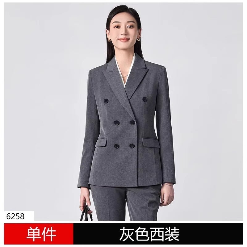 Suit suit Womens Business Wear Temperament Commuter Civil Servants Dress Interview Clothing Spring and Autumn Work Clothes Suit Jacket Blue suit + trousers - Image 5