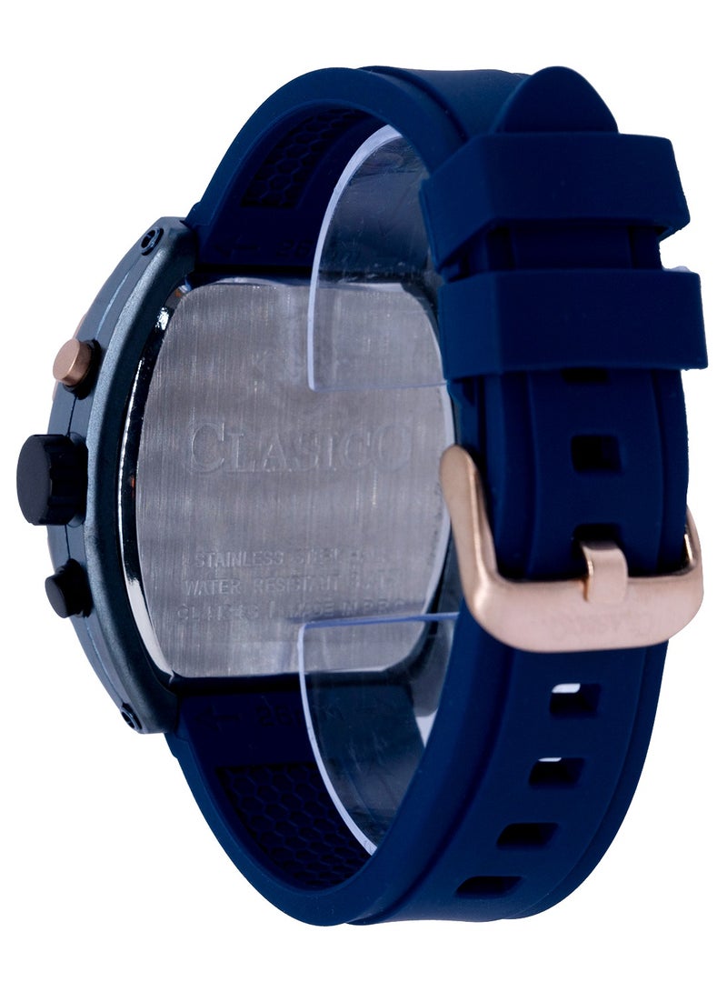 Clasico ساعة كرونوغراف فاخرة بـ 6 عقارب – إصدار هيكل تونيو باللون الكوبالت الأزرق والذهبي مع حزام سيليكون فاخر – حركة Elite Y121 – تصميم مقاوم للماء - Image 3