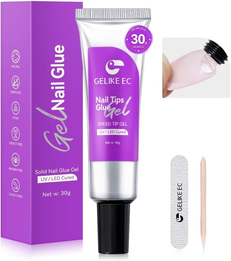 gelike ec Solid Glue Gel for Nail - Adhesive for Press on Tips 30g - Image 1