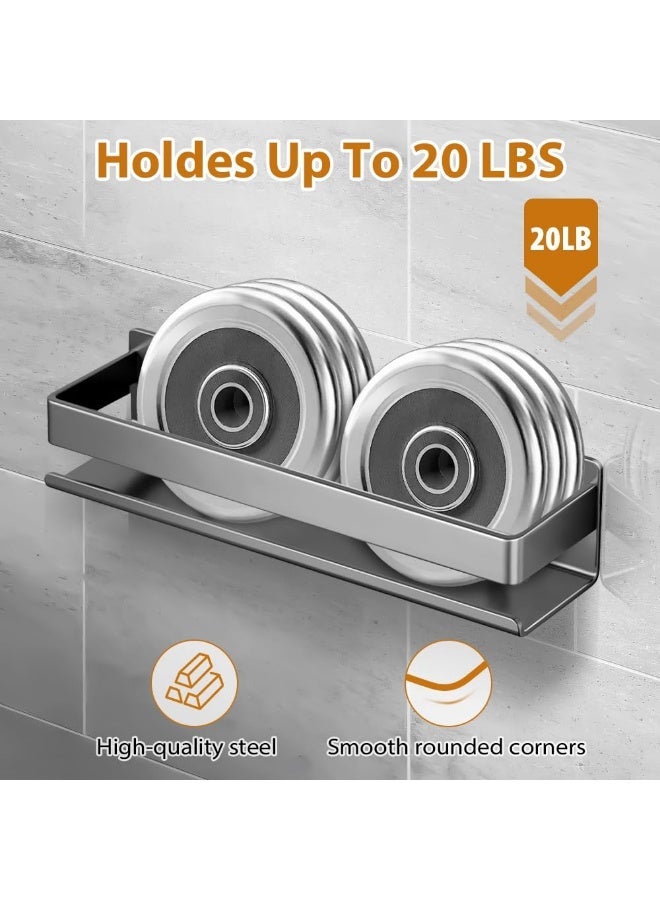 LOKIPA Wall Mounted Spice Rack, Metal Spice Organizer for Kitchen Cupboard, Self-Adhesive or Drill Mount Storage Shelf for Spice Jars & Bottles, Black, 40x10x8cm - Image 3