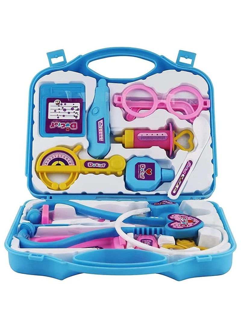 شنطة سفر قابلة للطي مع ملحقات طبية صغيرة للعب التظاهري للأطفال من ماي هودوينك®، مجموعة ألعاب للعب الأدوار للأطفال من الجنسين بعمر 3 سنوات فما فوق، أزرق - Image 1