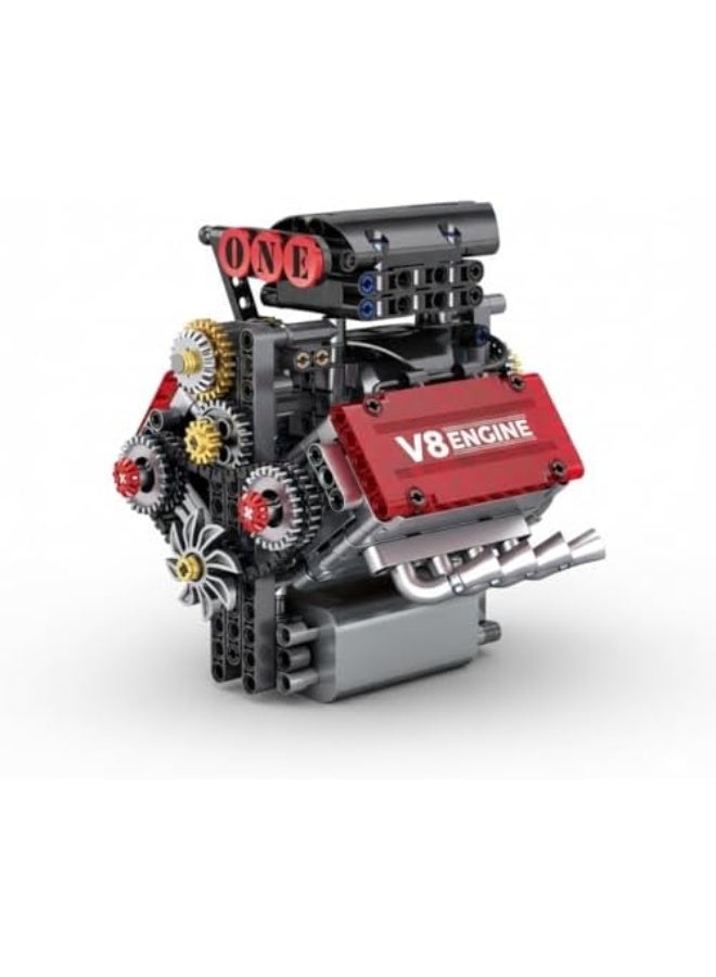 V8 Engine Assembly Kit Functional Engine Model Set, Complete DIY Engine Building Kit, for Car Enthusiasts Educational Toy for Kids and Adults, Model Engine Assembly Experience(478 Pieces） - Image 1