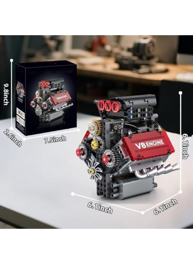 V8 Engine Assembly Kit Functional Engine Model Set, Complete DIY Engine Building Kit, for Car Enthusiasts Educational Toy for Kids and Adults, Model Engine Assembly Experience(478 Pieces） - Image 2