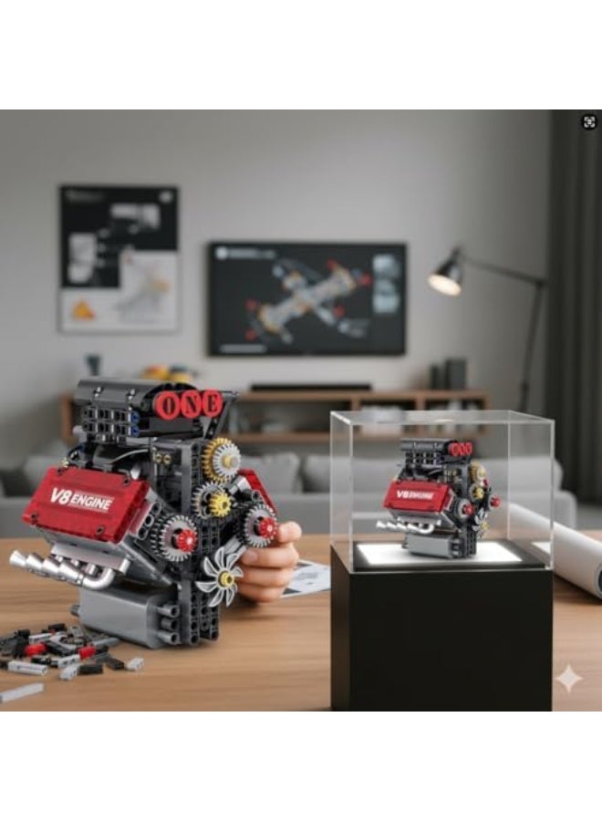V8 Engine Assembly Kit Functional Engine Model Set, Complete DIY Engine Building Kit, for Car Enthusiasts Educational Toy for Kids and Adults, Model Engine Assembly Experience(478 Pieces） - Image 4