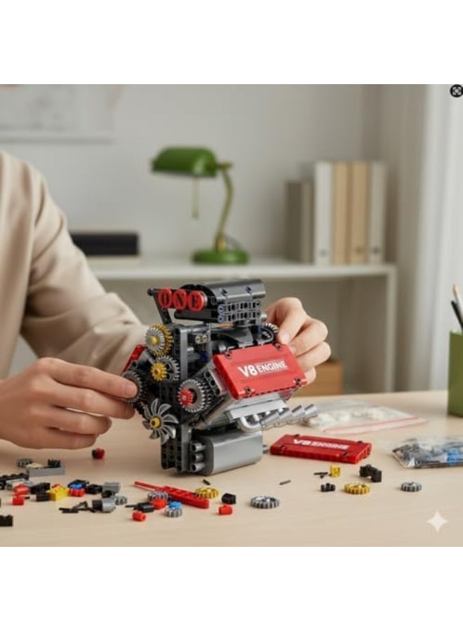 V8 Engine Assembly Kit Functional Engine Model Set, Complete DIY Engine Building Kit, for Car Enthusiasts Educational Toy for Kids and Adults, Model Engine Assembly Experience(478 Pieces） - Image 5