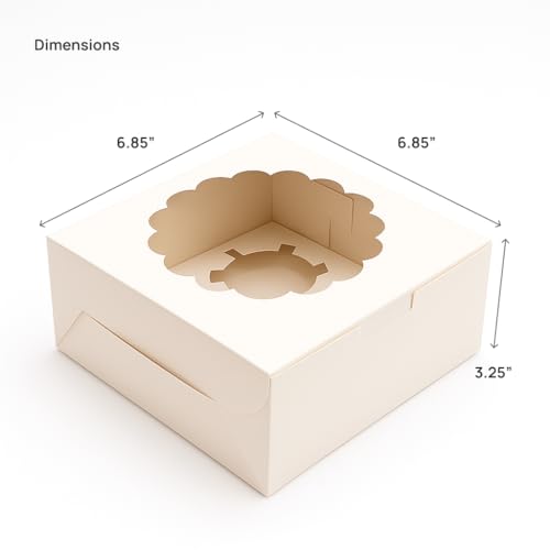 mudrit Cupcake Boxes with Insert, Brown Cupcake Carrier, Food Grade Kraft Bakery Boxes with Windows and Inserts to Fit 4 Each Pack For Cupcakes Muffins or Pastries (White, Pack of 10) - Image 3